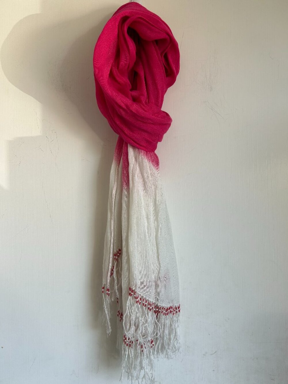 Tommy Bahama - Pink and White Beaded Fringe Scarf